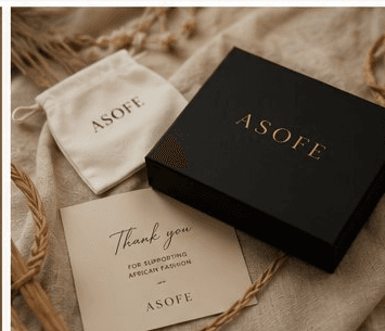 An Asofe gift box and thank-you card